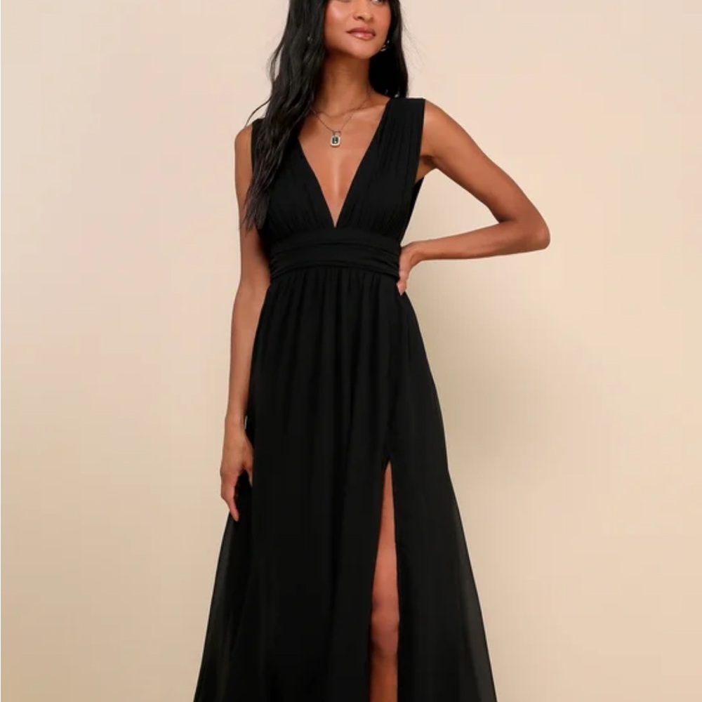 Lulu's Black Maxi Dress with Slit